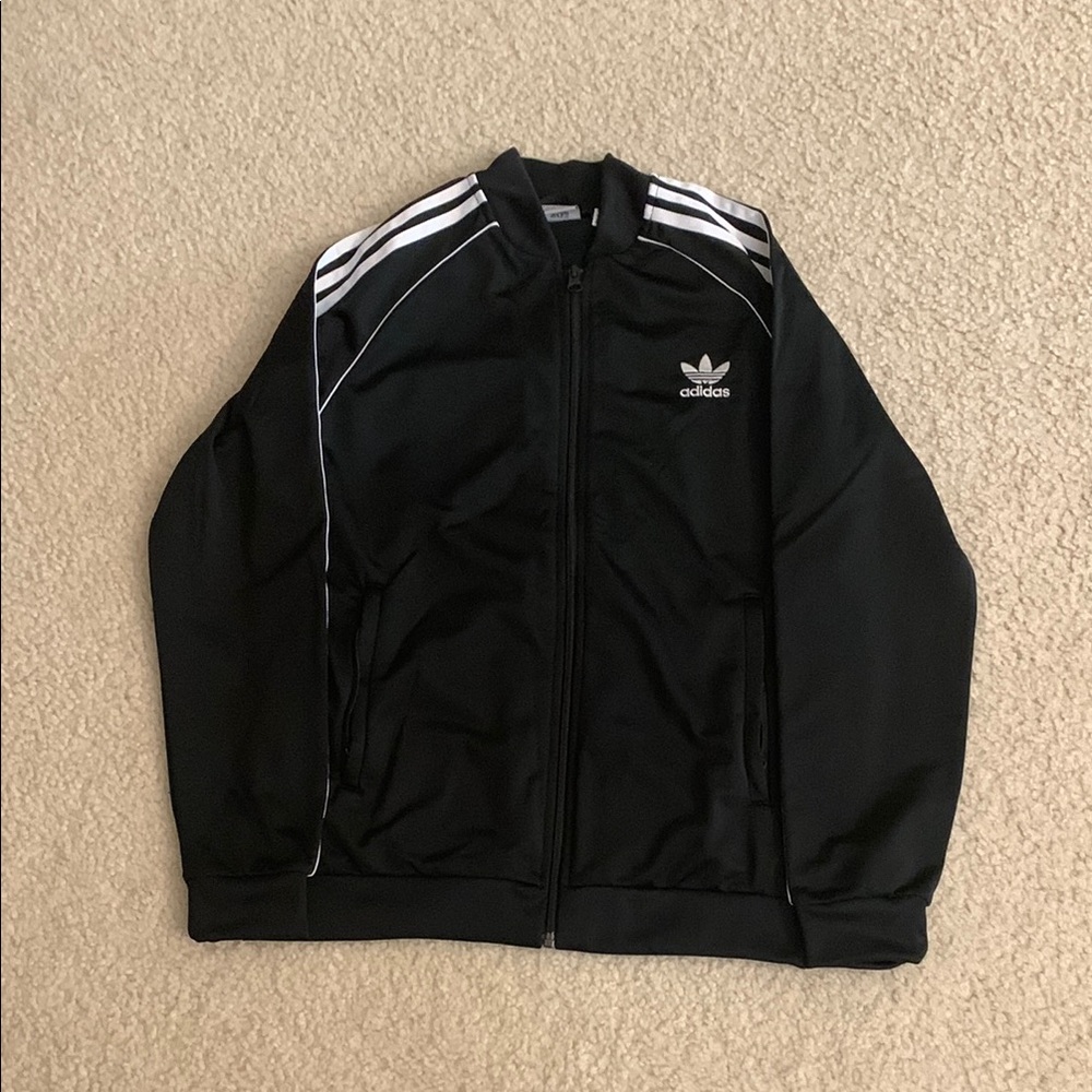 Adidas Black Lightweight Track Jacket Athletic Wear